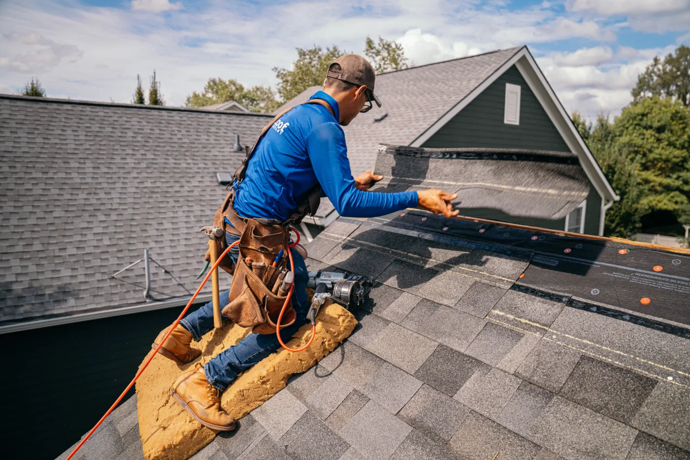 Tarping and dry-in on a Lochaven commercial roof
